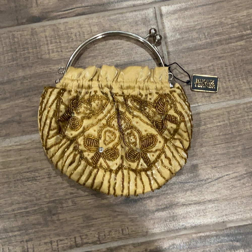 Beaded gold clutch